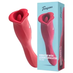   Teazers - dvigubas vibratorius su liežuviuku klitorio stimuliacijai (raudonas)