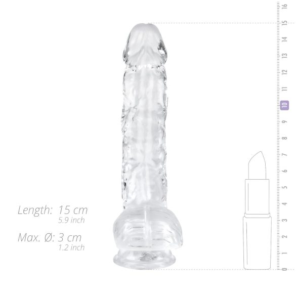 EasyToys - dildo su sėklidėmis - 13,5 cm - permatomas