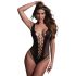 Christine - giliai iškirpta tinklinė glaustinukė - (juoda) - XS-XL