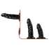 Easytoys - prisegamos kelnaitės su trigubu dildo - juodos