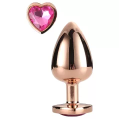   Gleaming Love - analinis kištukas su širdelės formos akmeniu - rožinis auksas