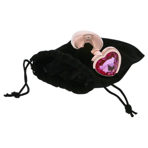 Gleaming Love - analinis kaištis su širdelės formos akmeniu - M rožinis auksas