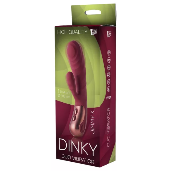 Dinky Jimmy K. Duo - vibratorius su klitorio atšaka - įkraunamas - raudonas