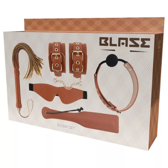 Blaze Elite - BDSM rinkinys - 5 dalių - konjako spalvos