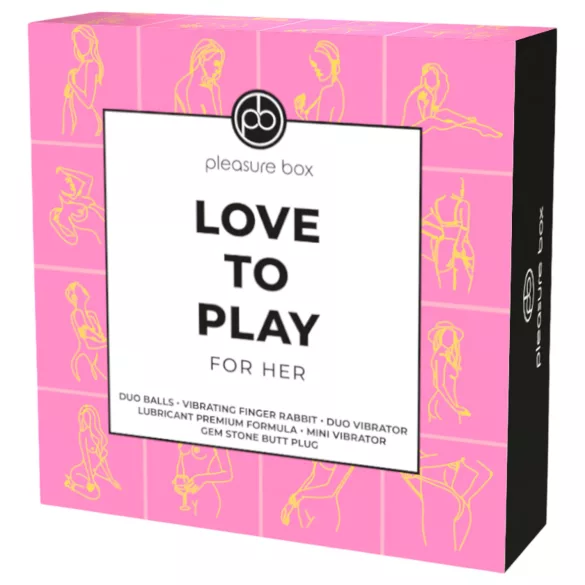 Pleasure Box Love to Play - vibratorius rinkinys - 6 dalių - rožinis violetinis