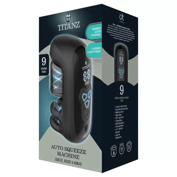 Titanz Auto Squeeze - automatinis masturbatorius (juodas)