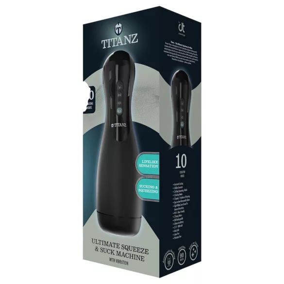 Titanz Ultimate Squeeze & Suck - automatinis masturbatorius (juodas)