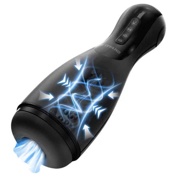 Titanz Ultimate Squeeze & Suck - automatinis masturbatorius (juodas)