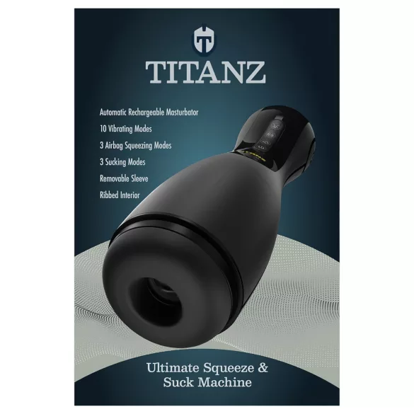 Titanz Ultimate Squeeze & Suck - automatinis masturbatorius (juodas)