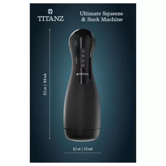 Titanz Ultimate Squeeze & Suck - automatinis masturbatorius (juodas)