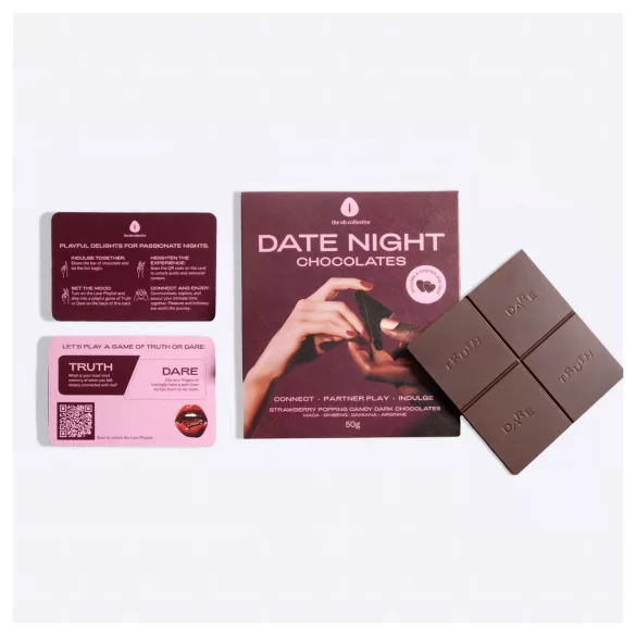The Oh Collective Date Night - tamsusis šokoladas su obuoliais ir braškėmis poroms (50 g)