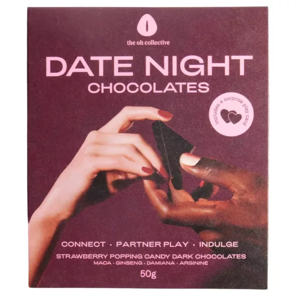 The Oh Collective Date Night - tamsusis šokoladas su obuoliais ir braškėmis poroms (50 g)