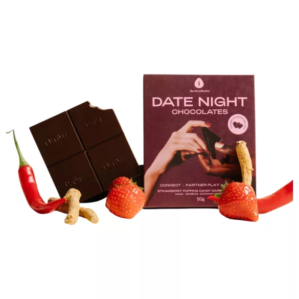 The Oh Collective Date Night - tamsusis šokoladas su obuoliais ir braškėmis poroms (50 g)