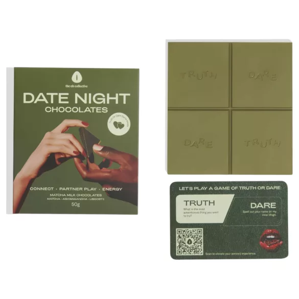 The Oh Collective Date Night Matcha - šokoladas poroms su mača ir braškėmis (50 g)