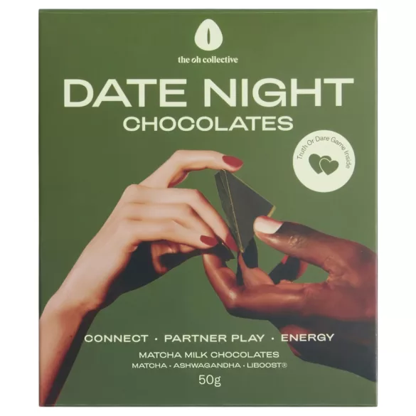 The Oh Collective Date Night Matcha - šokoladas poroms su mača ir braškėmis (50 g)