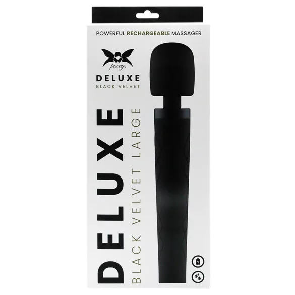 Pixey Deluxe Black Velvet - lazdelės tipo vibratorius L (juodas)