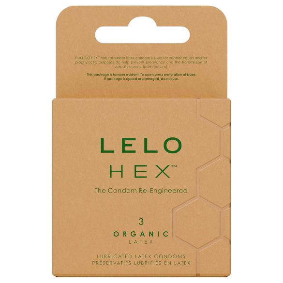 LELO Hex Organic - prezervatyvai - natūralūs - 3 vnt.