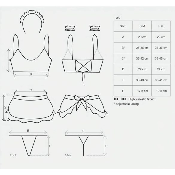 Obsessive - kambarinės kostiumas rinkinys - 5 dalių - seksualus apatinis