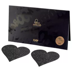   Bijoux Indiscrets Flash - spenelių lipdukai širdelės formos - juodi