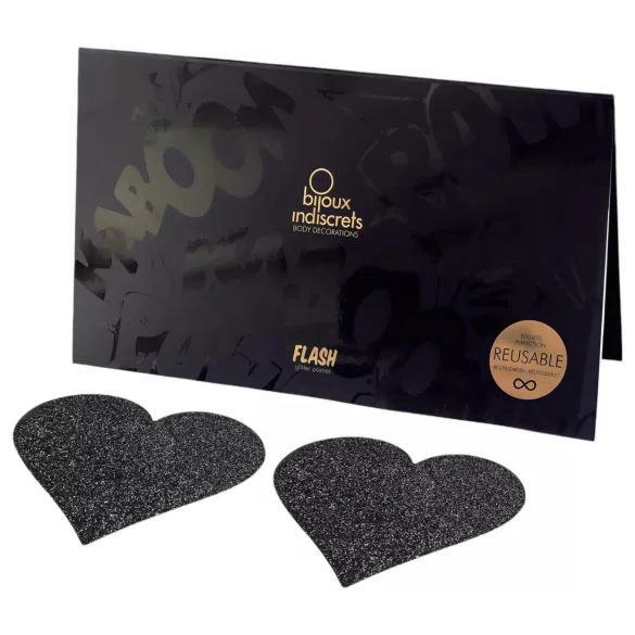Bijoux Indiscrets Flash - spenelių lipdukai širdelės formos - juodi