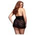 BACI Plus Size - nėriniuotas babydoll su kaklo dirželiu - juoda (XL-XXL)