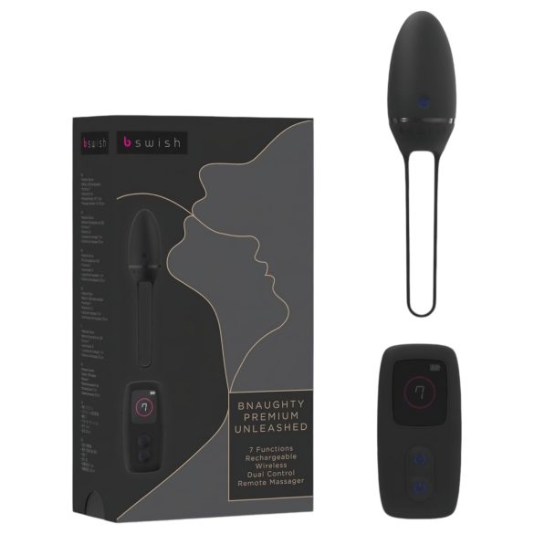 B SWISH Premium - įkraunamas, nuotolinis vibruojantis kiaušinis (juoda)