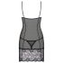 Obsessive Alluria - nėriniuota naktinė suknelė ir stringai (juoda) - L/XL