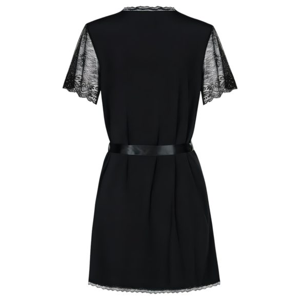 Obsessive Miamor Chalatas - Nėriniuotos rankovės ir dirželis (juodas) - L/XL