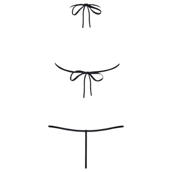 Obsessive Luiza - juodos tulpės dekoruotas kūno diržas (S/M)