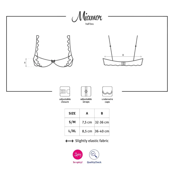 Obsessive Miamor - nėriniuota push up liemenėlė (juoda)