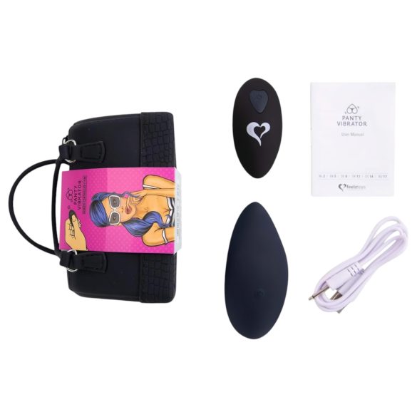 FEELZTOYS Panty - įkraunamas, nuotolinis klitorio vibratorius (juodas)