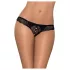 Obsessive Miamor - atvira moteriška nėriniuota tanga su akmenukais - juoda - L/XL