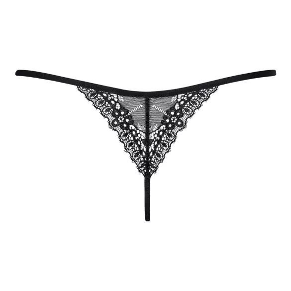 Obsessive Intensa - moteriškos nėriniuotos juostelės kelnaitės - juodos - L/XL