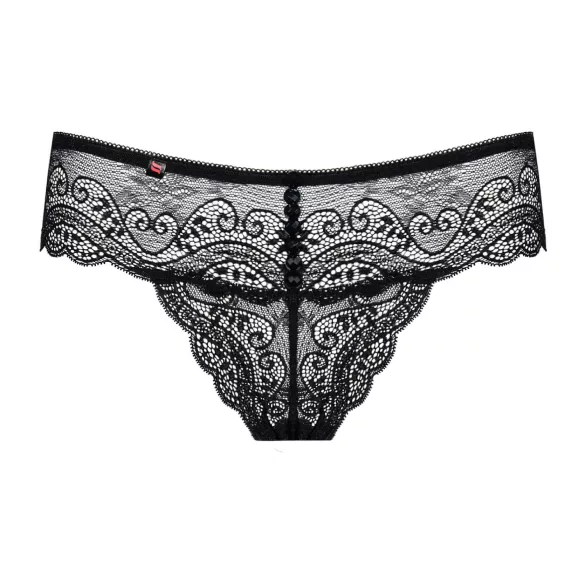 Obsessive Miamor - moteriškos nėriniuotos string kelnaitės su akutėmis - juodos - L/XL