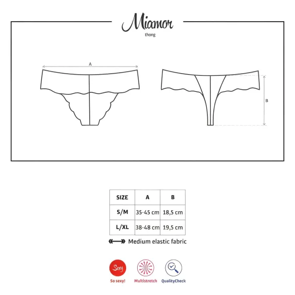 Obsessive Miamor - moteriškos nėriniuotos string kelnaitės su akutėmis - juodos - L/XL