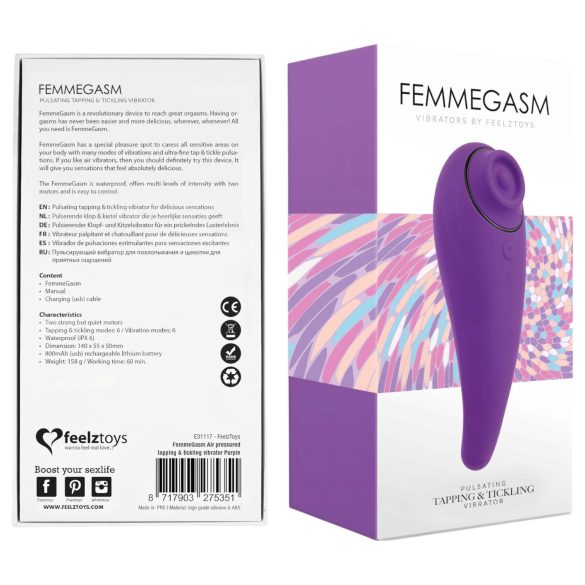 FEELZTOYS Femmegasm - įkraunamas 2in1 klitorio vibratorius (violetinis)