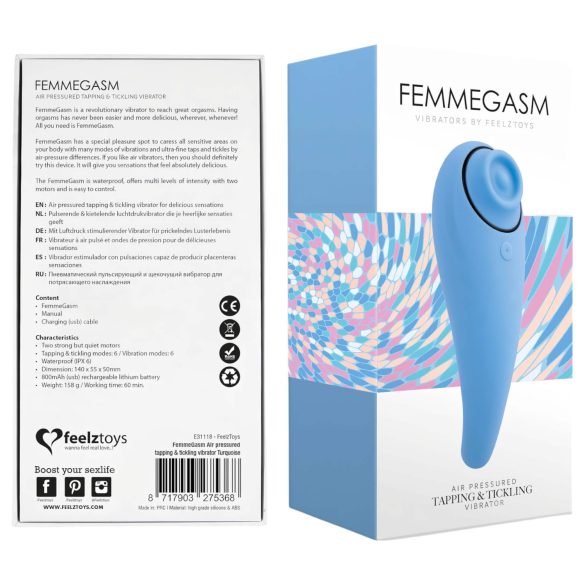 FEELZTOYS Femmegasm - klitorio vibratorius 2in1 - įkraunamas - mėlynas