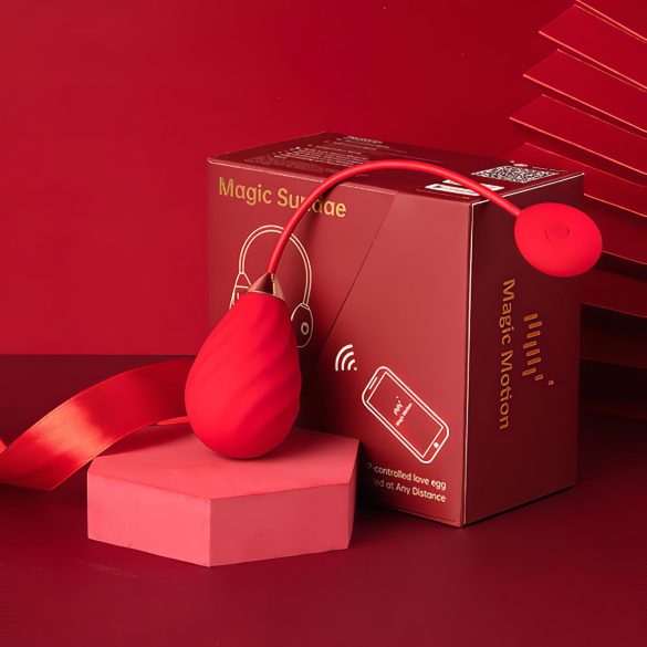 Magic Motion Sundae - vibruojantis kiaušinėlis - įkraunamas - raudonas