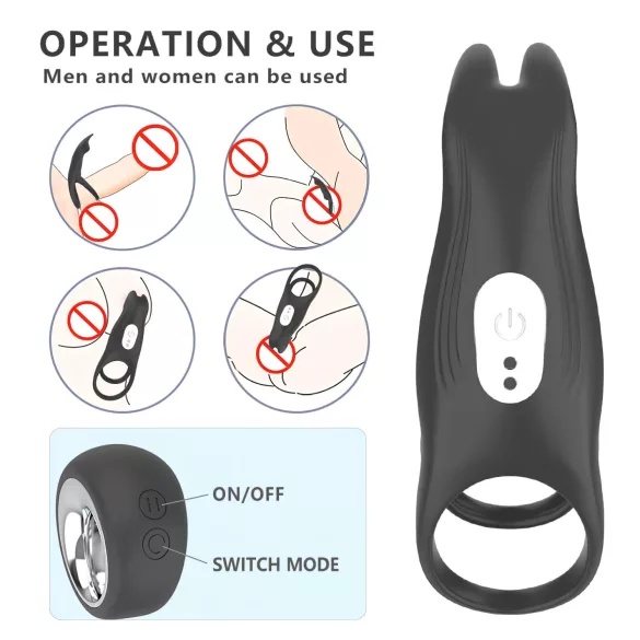 Aixiasia Hoody B - vibruojantis penio žiedas su nuotolinio valdymo pultu