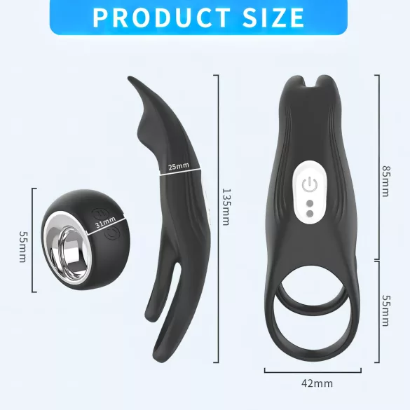 Aixiasia Hoody B - vibruojantis penio žiedas su nuotolinio valdymo pultu