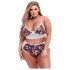 Baci Plus Size - nėriniuota liemenėlės ir kelnaičių rinkinys - gėlėtas