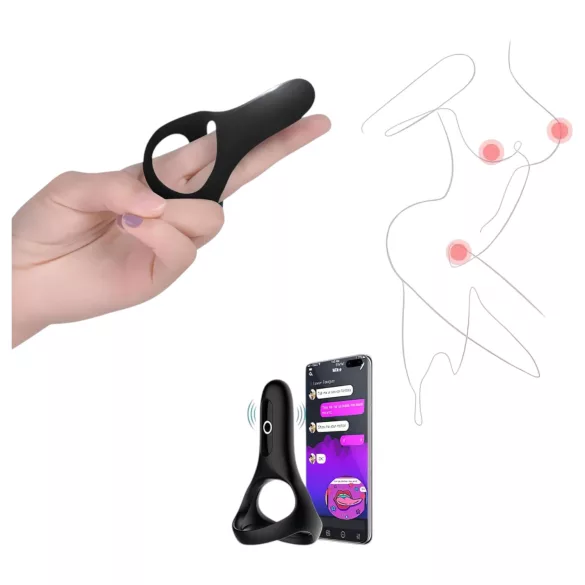 Magic Motion Rise - išmanus vibruojantis penio žiedas - juodas - įkraunamas