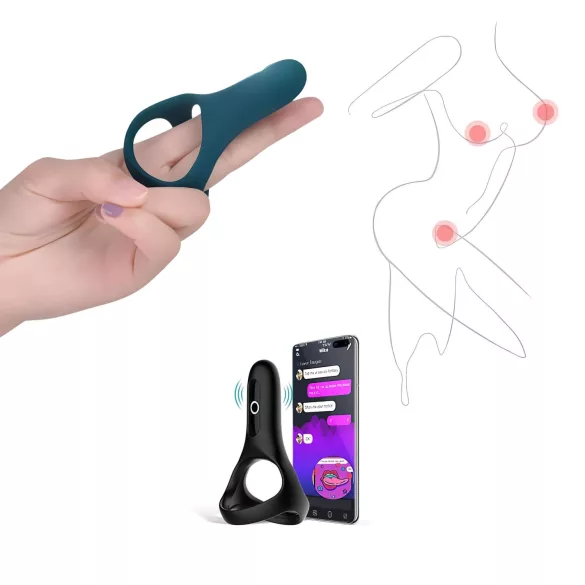 Magic Motion Rise - programėle valdoma vibruojanti penio žiedas vyrams (žalias)